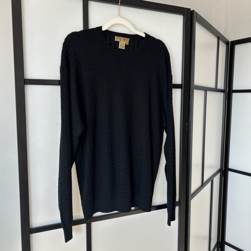 Tricots StRaphael Mens Black Silk & Cashmere Textured Long Sleeve Sweater